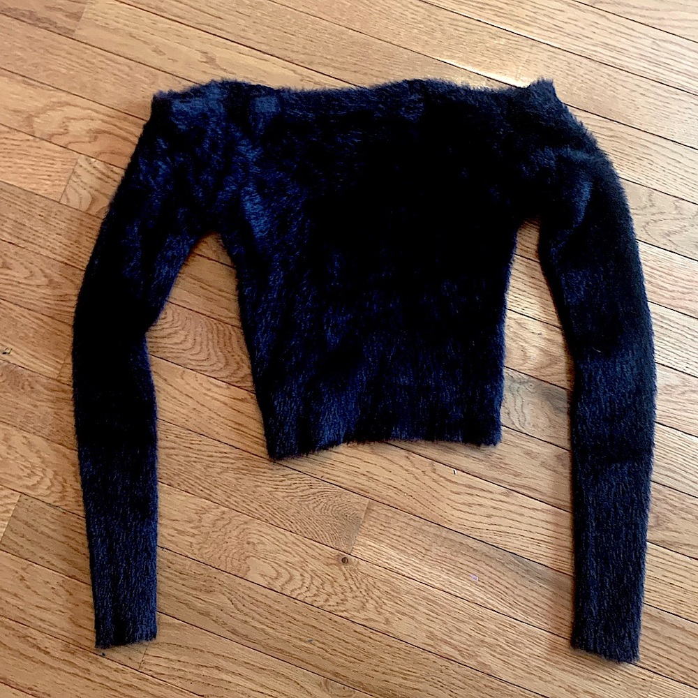Fuzzy Off the Shoulder Crop Top